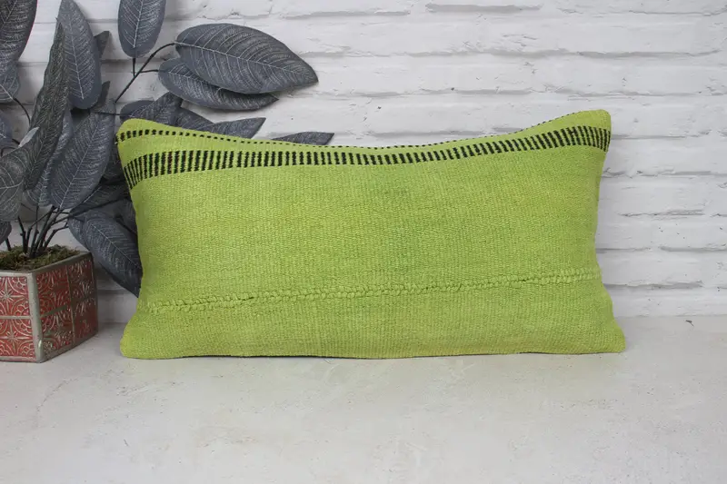Antique Pillows, Kilim Pillow, Luxury Pillow Cover, Seat Pillow Case, Tapestry Cushion, Cushion, Interior Designer Pillow, 12x24 Green Cushion - 1