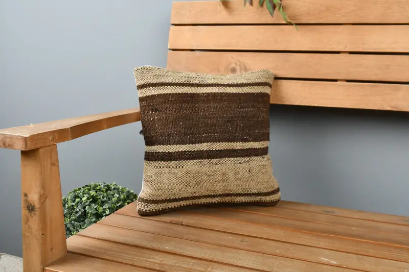 Farmhouse Pillow Sham, Kilim Pillow, Handmade Pillow, Cushion, Pillow for Couch, 12x12 Beige Cushion Cover, Handmade Kilim Cushion - 1