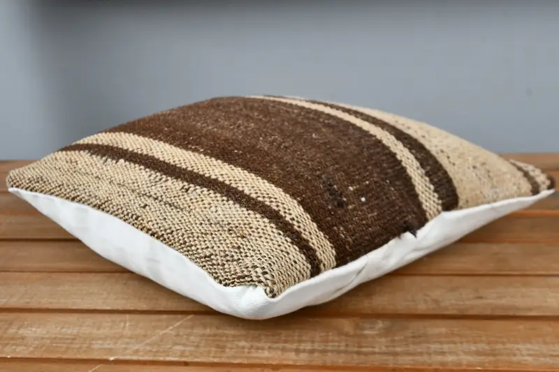 Farmhouse Pillow Sham, Kilim Pillow, Handmade Pillow, Cushion, Pillow for Couch, 12x12 Beige Cushion Cover, Handmade Kilim Cushion - 3