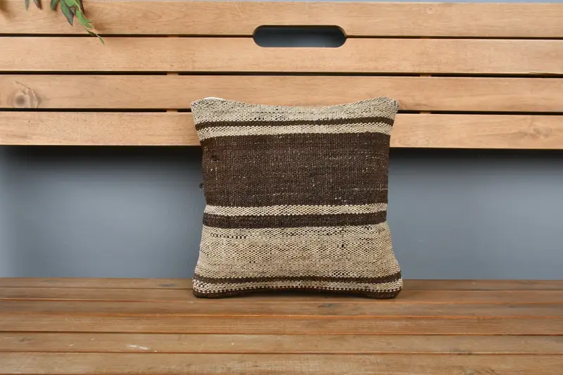 Farmhouse Pillow Sham, Kilim Pillow, Handmade Pillow, Cushion, Pillow for Couch, 12x12 Beige Cushion Cover, Handmade Kilim Cushion - 6