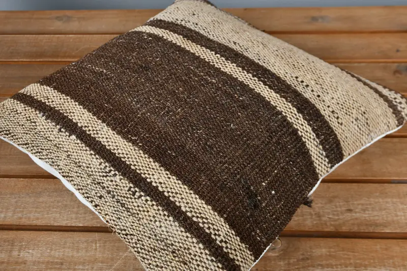 Farmhouse Pillow Sham, Kilim Pillow, Handmade Pillow, Cushion, Pillow for Couch, 12x12 Beige Cushion Cover, Handmade Kilim Cushion - 2