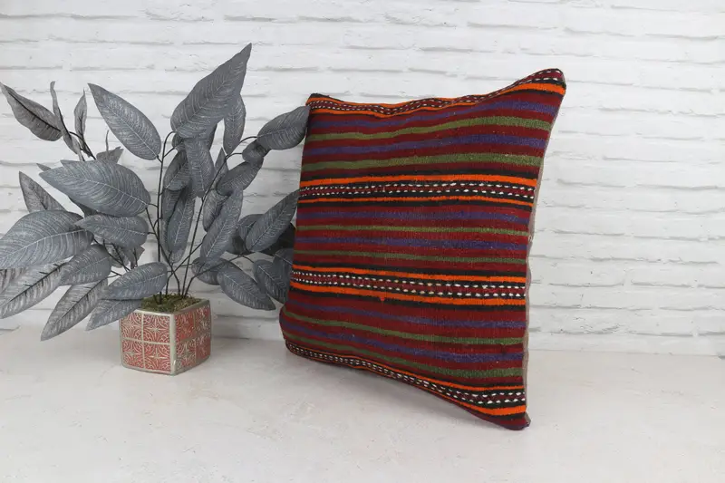 Interior Designer Pillow, Kilim Cushion Sham, Pastel Cushion Cover, Boho Pillow Sham Cover, 22x22 Green Pillow, Cushion Cover - 5