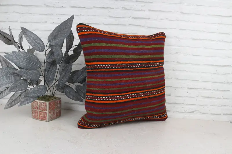 Interior Designer Pillow, Kilim Cushion Sham, Pastel Cushion Cover, Boho Pillow Sham Cover, 22x22 Green Pillow, Cushion Cover - 4