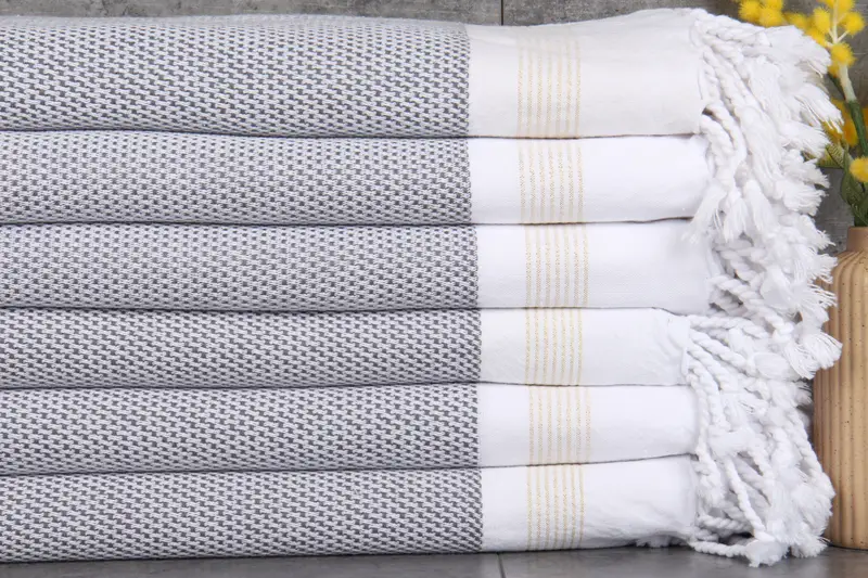 Turkish Beach Towel Personalized Dark Gray Stripes, Organic Cotton, 40x71 Inches