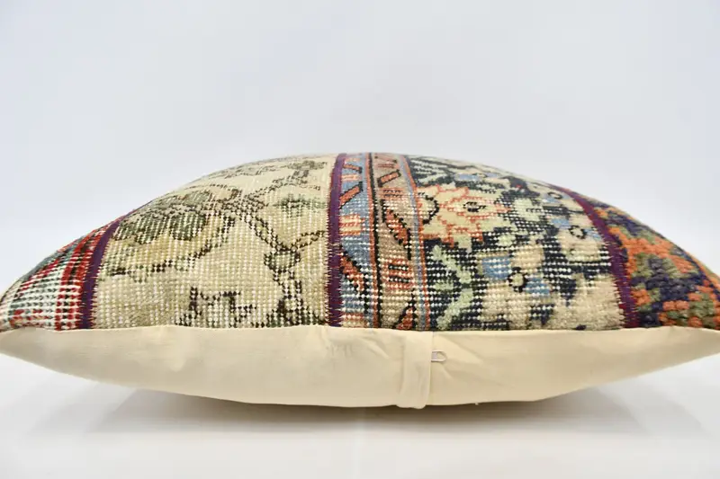 Turkish Pillow, Vintage Pillow, Indoor Cushion Case, Turkish Kilim Pillow, Pillow Sham, 24x24 Beige Pillow Cover - 6