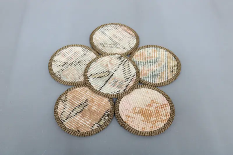 Elegant Beige and Orange Coaster, Durable and Stylish Drink Coaster