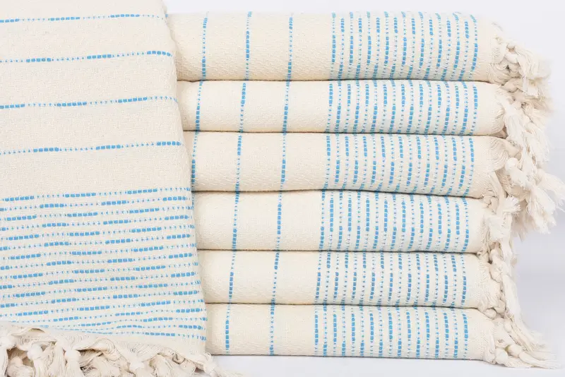 Turquoise Striped Design Blanket, Bridal Shower Gift, 97x91 Inches
