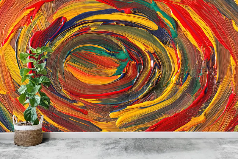 Zarif Yağdan Esinlenen Akrilik Renkli Baskılı Duvar Kağıdı