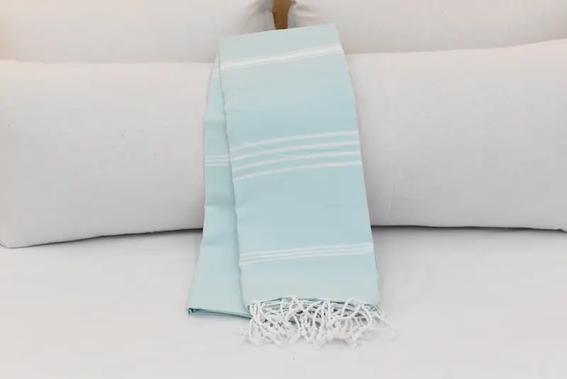 Custom Shower Curtain, Personalized Blanket, Woven Blanket, Personalized Gifts, Cotton Bedspread, Turkish Cotton Blanket, 96x80 Cotton Striped Towel - 4