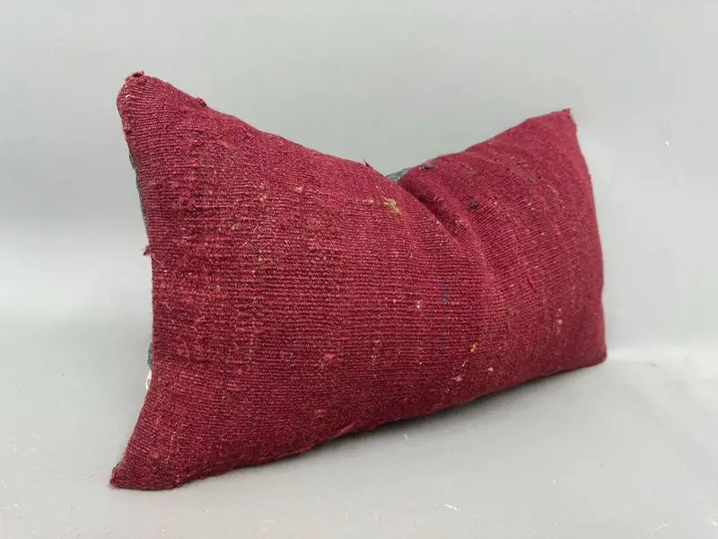 Turkish Kilim Pillow, Kilim Pillow Cover, Pillow Sham, Bright Pillow Sham, 12x20 Red Cushion, Muted Pillow Case, Boho Pillow Sham Cover - 2