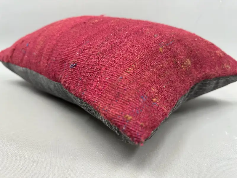 Turkish Kilim Pillow, Kilim Pillow Cover, Pillow Sham, Bright Pillow Sham, 12x20 Red Cushion, Muted Pillow Case, Boho Pillow Sham Cover - 6