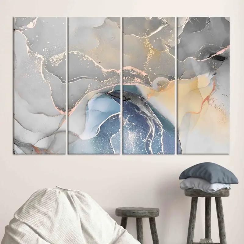 エレガントなグレーの大理石プリント キャンバス - モダンで豪華な装飾