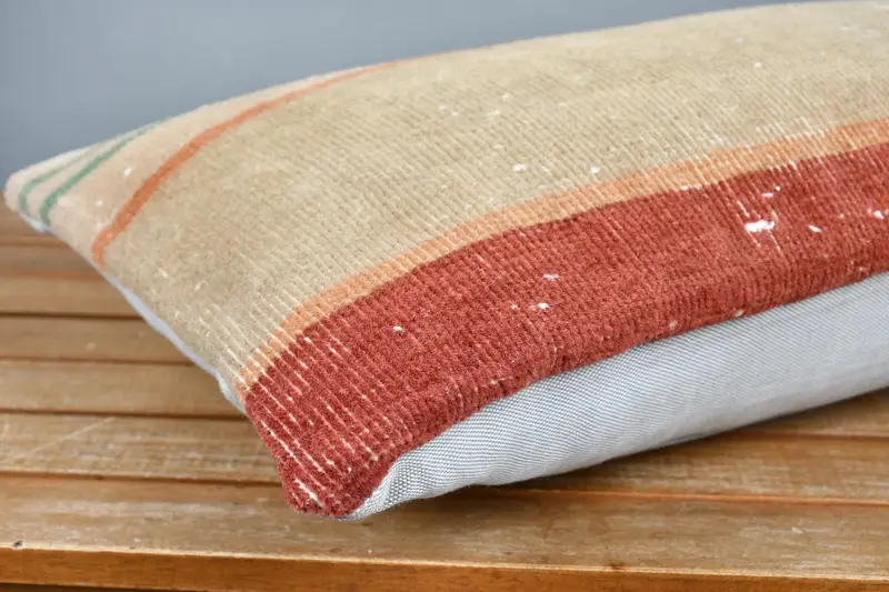 Ethnical Kilim Rug Pillow, Cushion Case, Traditional Pillow, 12x24 Beige Pillow, Home Decor Pillow, Interior Designer Pillow - 4