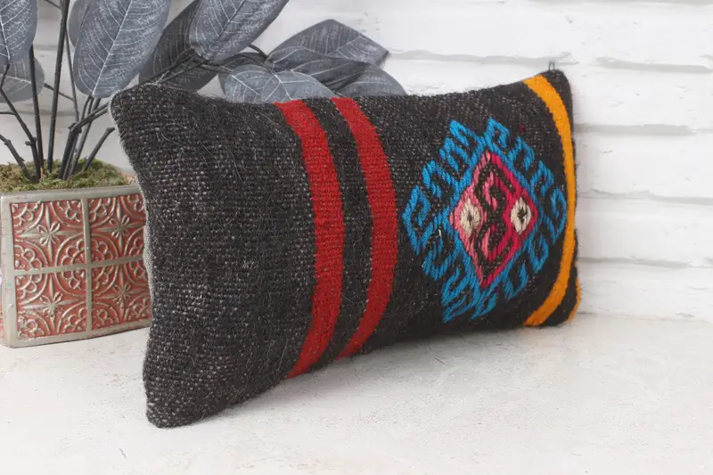 Gift Pillow, Chair Pillow Case, Pillow Cover, Ethnical Kilim Rug Pillow, 8x16 Red Cushion Cover, Vintage Kilim Throw Pillow, Farmhouse Cushion Case - 4
