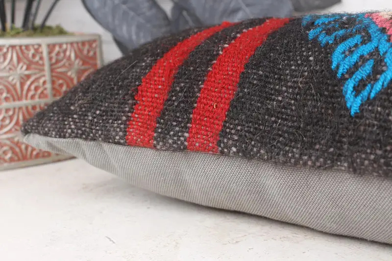 Gift Pillow, Chair Pillow Case, Pillow Cover, Ethnical Kilim Rug Pillow, 8x16 Red Cushion Cover, Vintage Kilim Throw Pillow, Farmhouse Cushion Case - 7