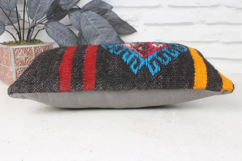 Gift Pillow, Chair Pillow Case, Pillow Cover, Ethnical Kilim Rug Pillow, 8x16 Red Cushion Cover, Vintage Kilim Throw Pillow, Farmhouse Cushion Case - 5