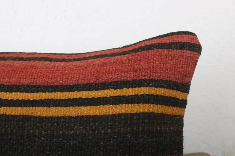 Vintage Pillow, Home Decor Pillow, Decorative Throw Pillow Cover, Pillow, Turkish Kilim Pillow, 12x24 Red Cushion Case, Ethnic Throw Cushion Case - 5