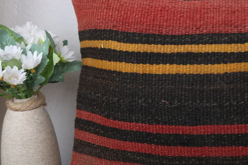 Vintage Pillow, Home Decor Pillow, Decorative Throw Pillow Cover, Pillow, Turkish Kilim Pillow, 12x24 Red Cushion Case, Ethnic Throw Cushion Case - 3