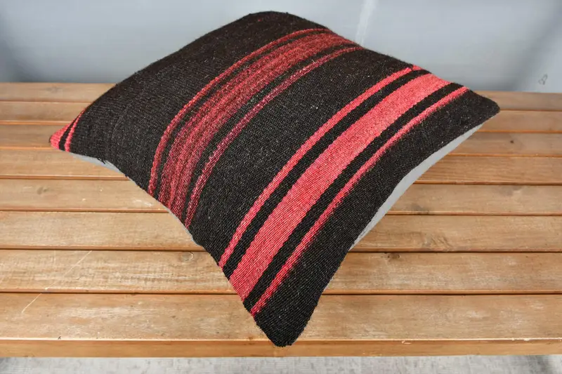 Boho Throw Cushion, Aztec Pillow Cover, Turkish Kilim Pillow, Pillow for Sofa, Vintage Kilim Throw Pillow, 18x18 Red Cushion, Pillow Cover - 2