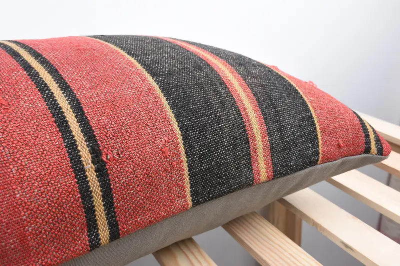 Boho Pillow Sham Cover, Vintage Pillow, Vintage Kilim Pillow Pillow, Turkish Kilim Pillow, Pillow, 16x48 Brown Pillow Sham, Bench Pillow - 7