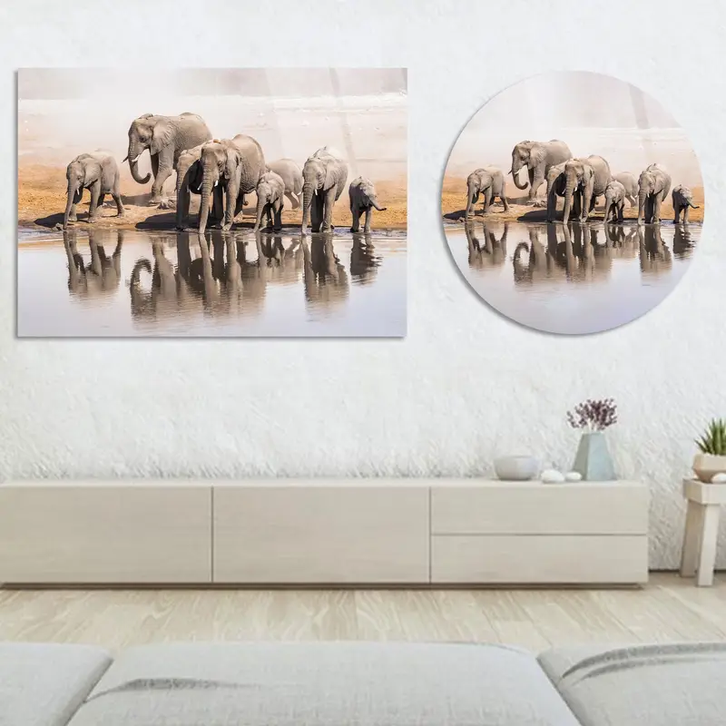 Elegant Elephant Family Canvas Print for Office or Man Cave