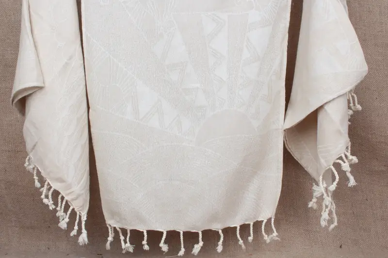 Beige Patterned Kitchen Towel, Small Towel, 18x36 Inches