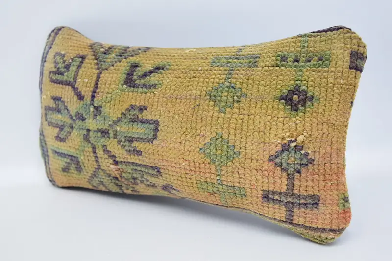 Handmade Kilim Cushion, Pillow for Couch, Bench Pillow, Pillow Sham, Kilim Cushion Sham, Garden Pillow Cover, 8x16 Brown Pillow Sham - 4