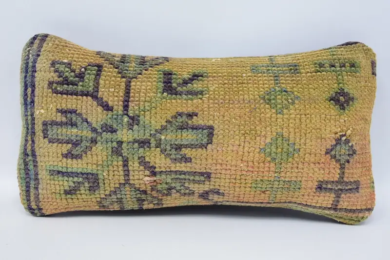 Handmade Kilim Cushion, Pillow for Couch, Bench Pillow, Pillow Sham, Kilim Cushion Sham, Garden Pillow Cover, 8x16 Brown Pillow Sham - 1