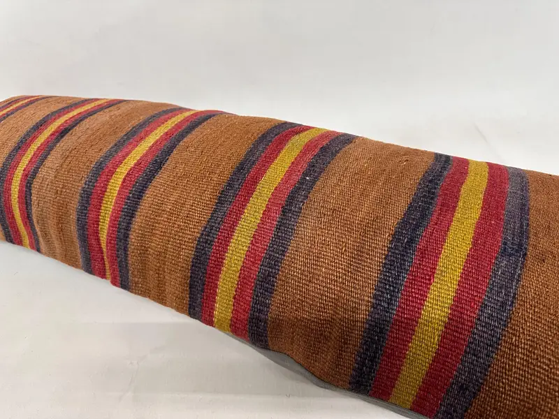 Neutral Throw Pillow, Cushion, 16x48 Brown Cushion, Kilim Cushion Sham, Vintage Pillow, Yoga Cushion, Vintage Kilim Throw Pillow - 6