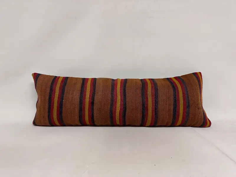 Neutral Throw Pillow, Cushion, 16x48 Brown Cushion, Kilim Cushion Sham, Vintage Pillow, Yoga Cushion, Vintage Kilim Throw Pillow - 1