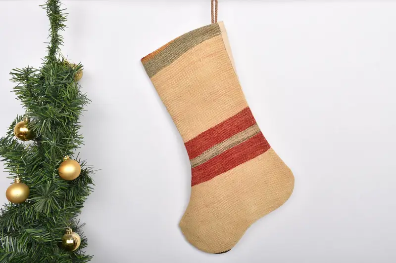 Patrón de adornos navideños, calcetín navideño único de 7 pulgadas