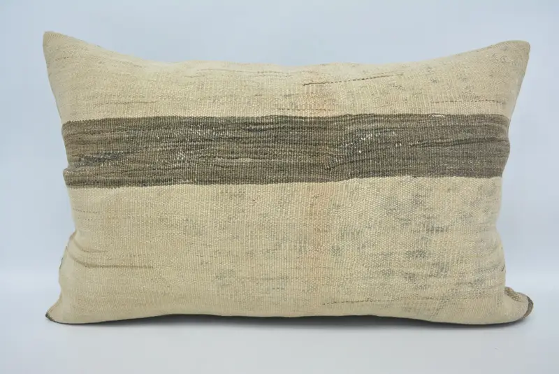 Yoga Cushion Cover, Gift Pillow, Pastel Cushion Case, Cushion Case, Vintage Kilim Pillow, 16x24 Beige Pillow Cover, Vintage Kilim Throw Pillow - 1