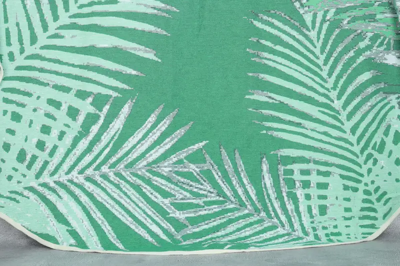 Personalized Turkish Beach Towel Green Floral, Round 83x83 Inches