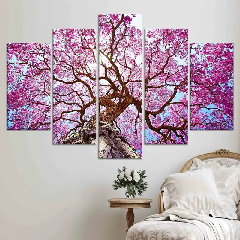 エレガントな秋の木の風景プリント キャンバス - 自然の静けさ