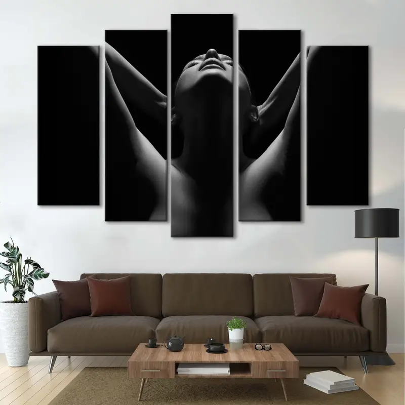 Sensual Art Print, Erotic Nudity Wall Art, Sexy Wall Print, Erotic Nude Canvas, Sexy Body Decor, Nude Woman, Black and white, Mature - 5