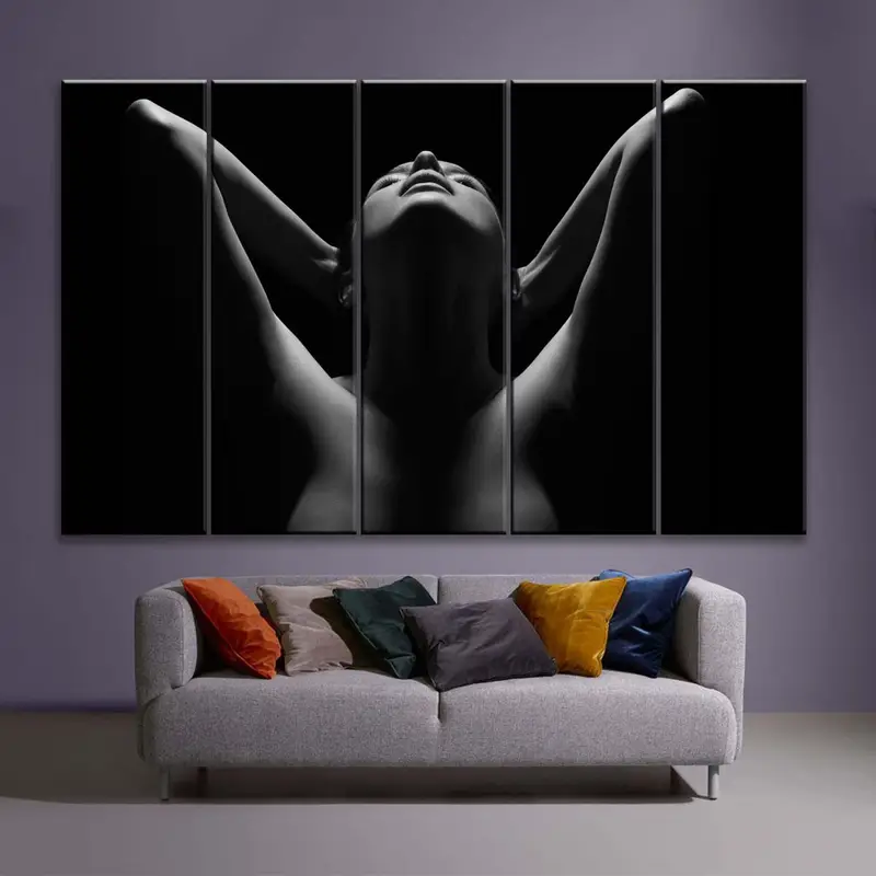 Sensual Art Print, Erotic Nudity Wall Art, Sexy Wall Print, Erotic Nude Canvas, Sexy Body Decor, Nude Woman, Black and white, Mature - 4