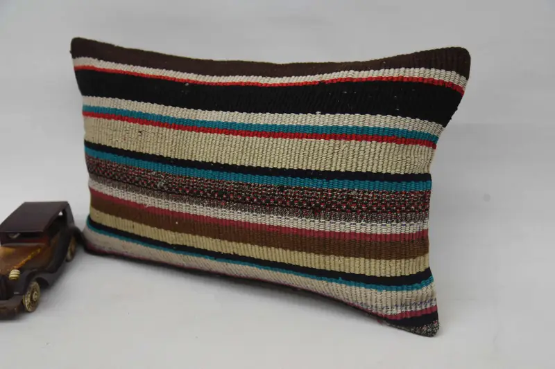 Outdoor Patio Pillow Case, Vintage Kilim Pillow, Kilim Pillow Cover, 12x24 Blue Pillow Case, Cushion Cover, Boho Pillow - 3