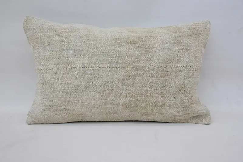 Handmade Kilim Cushion, Vintage Pillow, Pillow Cover, Throw Kilim Pillow, 12x20 White Pillow Cover, Wool Kilim Pillow Pillow - 1
