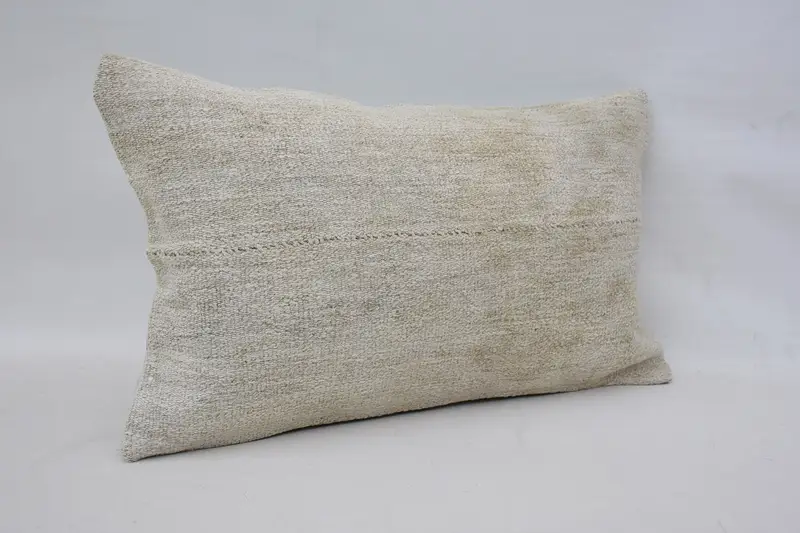 Handmade Kilim Cushion, Vintage Pillow, Pillow Cover, Throw Kilim Pillow, 12x20 White Pillow Cover, Wool Kilim Pillow Pillow - 2