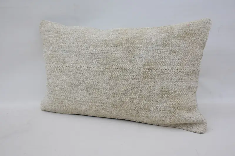 Handmade Kilim Cushion, Vintage Pillow, Pillow Cover, Throw Kilim Pillow, 12x20 White Pillow Cover, Wool Kilim Pillow Pillow - 3