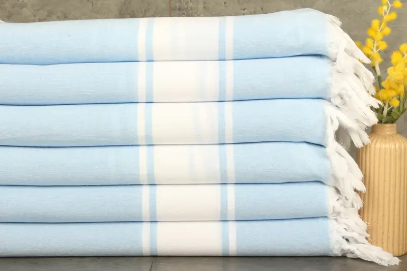 Personalized Blue Cotton Towel for Home, 40x71 Inches