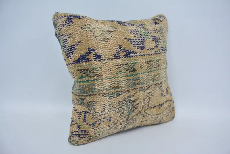 Kilim Pillow Cover, Kilim Cushion Sham, Cushion Cover, Luxury Pillow Case, Throw Kilim Pillow, Vintage Throw Pillow Cover, 14x14 Beige Pillow Case - 3