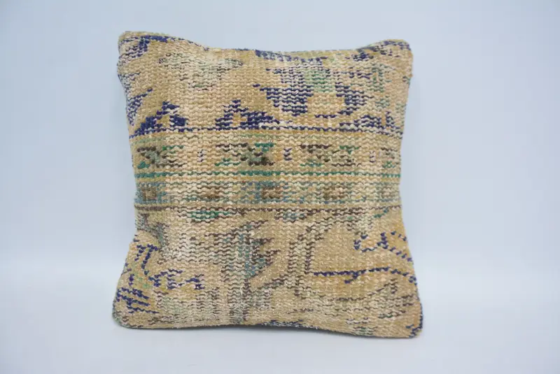Kilim Pillow Cover, Kilim Cushion Sham, Cushion Cover, Luxury Pillow Case, Throw Kilim Pillow, Vintage Throw Pillow Cover, 14x14 Beige Pillow Case - 1