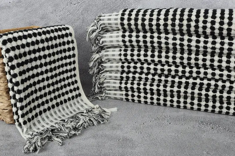 Custom Turkish Towel, Gift For Her, Turkish Tea Towel, Bathroom Towels, Towel With Name, Spa Gift, Kitchen Towel, 40x20 Cotton Pom Pom Towel - 3