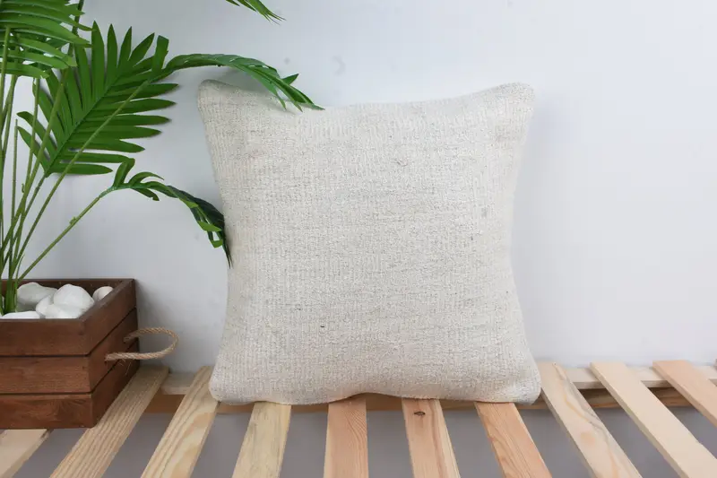 Vintage Kilim Pillow, Designer Throw Pillow, 16x16 White Pillow Case, Pillow Case, Pillow for Sofa, Ethnical Kilim Rug Pillow - 1