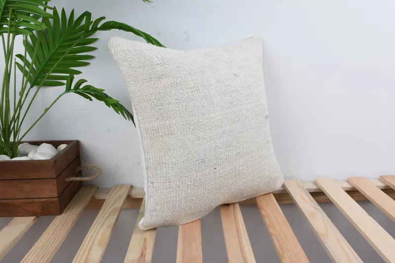 Vintage Kilim Pillow, Designer Throw Pillow, 16x16 White Pillow Case, Pillow Case, Pillow for Sofa, Ethnical Kilim Rug Pillow - 4