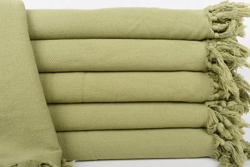 Khaki Green Stonewashed Chevron Blanket, Personalized Gifts, 87x69 Inches