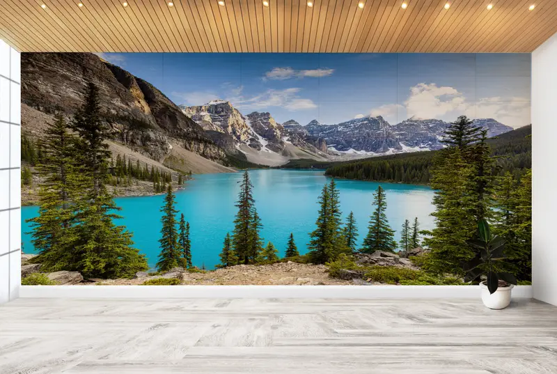 Papierwandkunst, maßgefertigte Wallpapier, Moraine Lake, Alberta Wandkunst, Wallpapierschale und Stock, Banff Alberta Wandkunst, - 4