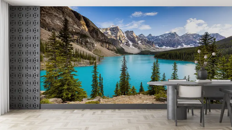 Papierwandkunst, maßgefertigte Wallpapier, Moraine Lake, Alberta Wandkunst, Wallpapierschale und Stock, Banff Alberta Wandkunst, - 7