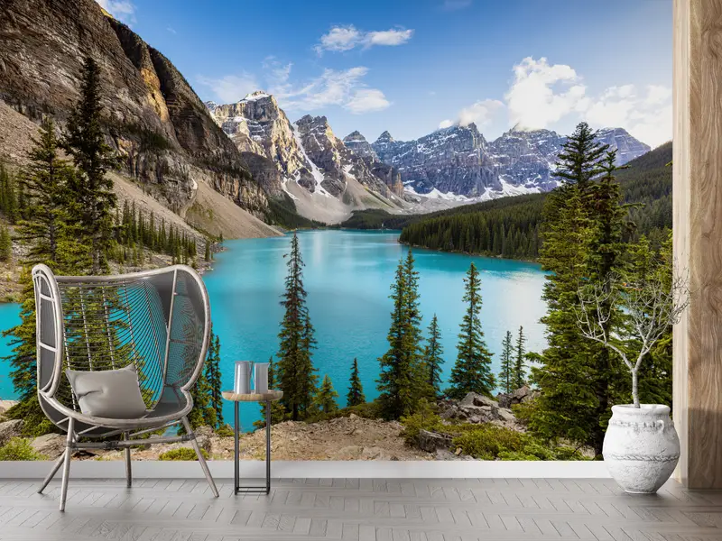 Papierwandkunst, maßgefertigte Wallpapier, Moraine Lake, Alberta Wandkunst, Wallpapierschale und Stock, Banff Alberta Wandkunst, - 2